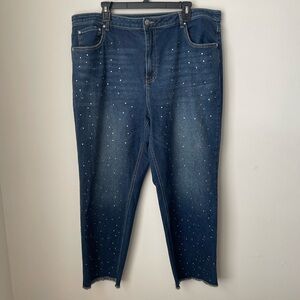 Versona Dark Blue Cropped Jeans with Sparkle Accents 18-S